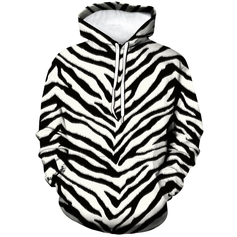 Graphic Hoodie Streetwear - เสื้อฮู้ดลายเสือดาวม้าลายพิมพ์ลาย 3 มิติ แฟชั่นผู้ชาย สตรีทแวร์ แขนยาว