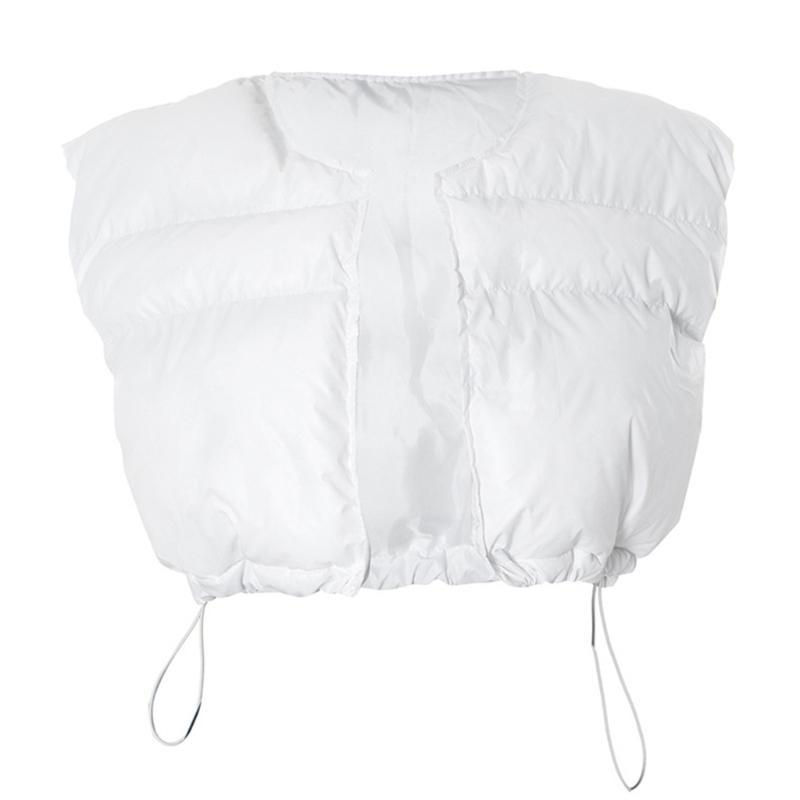 Puffer Vest Padded - 652F สตรี Cropped Puffer เสื้อกั๊กแขนกุด V