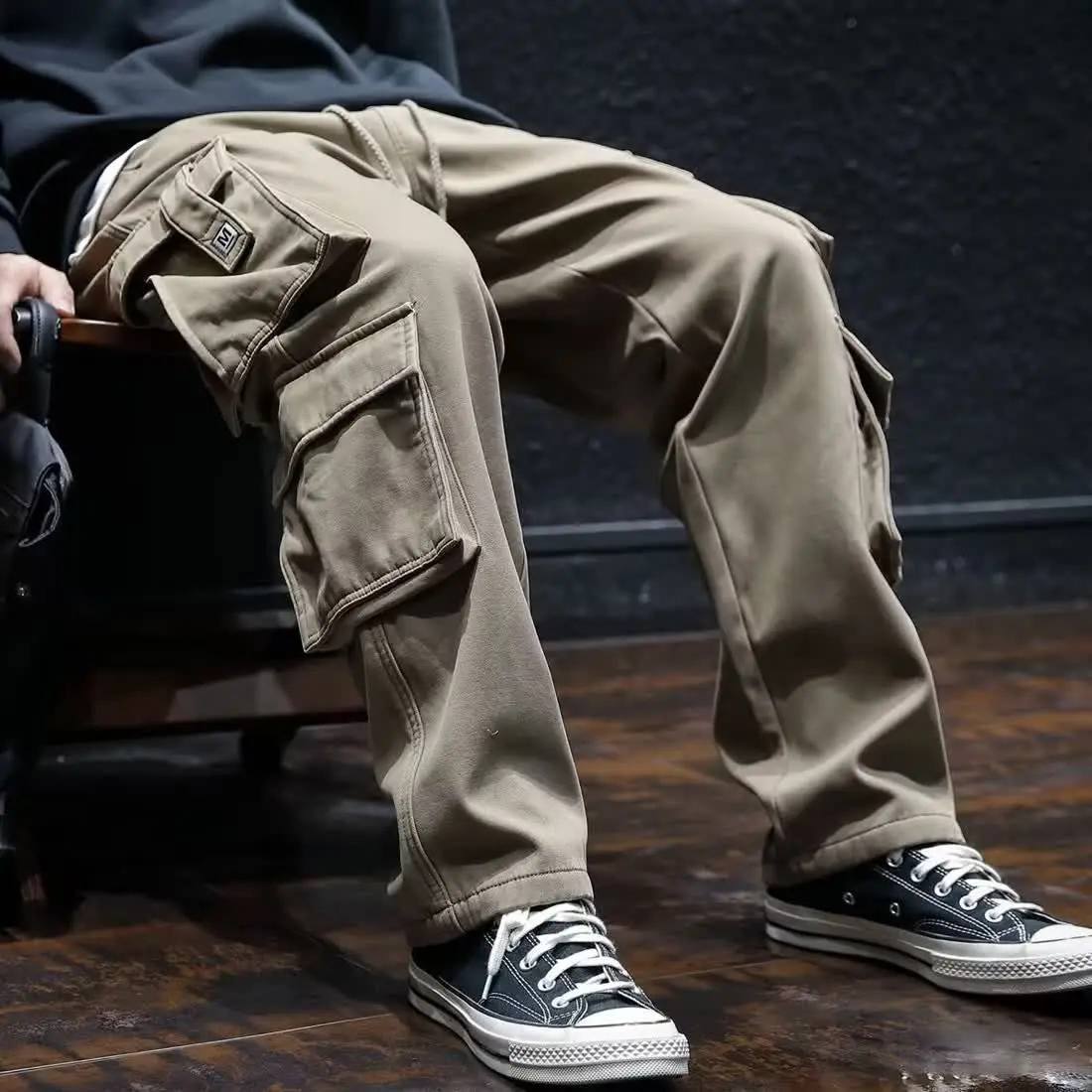 Cargo Pant Wide - กว้างหลายกระเป๋ากางเกง Man ขนาดใหญ่ตรงกางเกง Cargo สําหรับชาย Multipockets