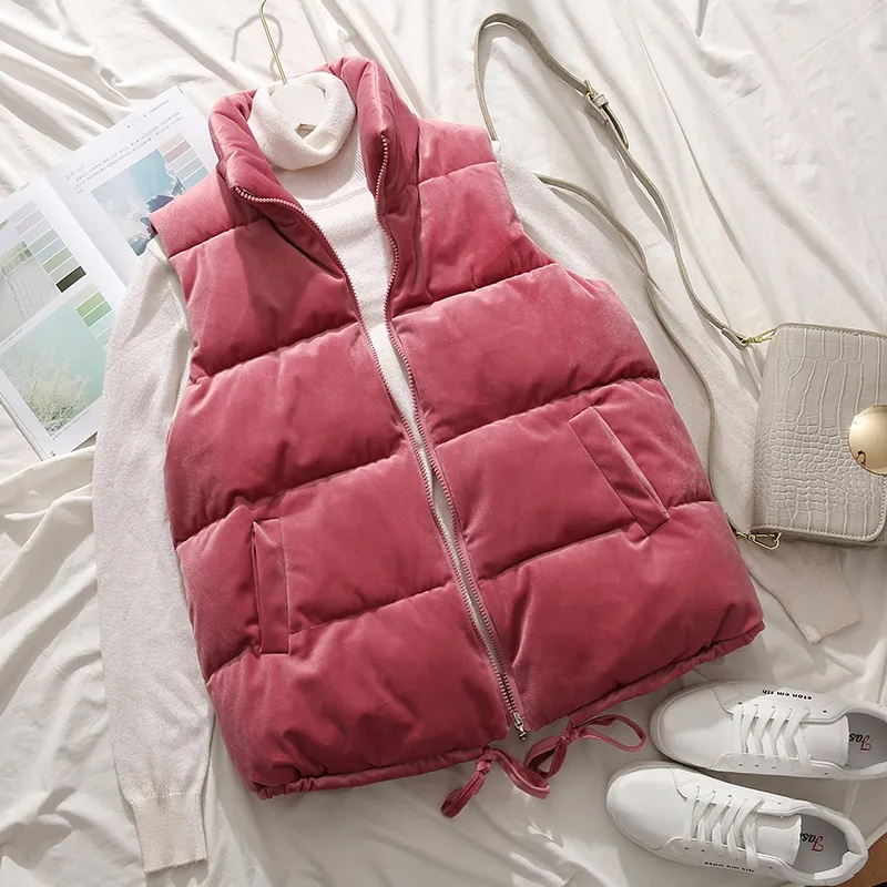 Puffer Vest Padded - เสื้อกั๊กใหม่2023แจ็คเก็ตบุนวมสำหรับผู้หญิง, เสื้อกั๊กคอตตอนเสื้อกั๊กขนเป็ดเสื้อกั๊กเสื้อกั๊กแขนกุดคอตั้งสำหรับฤดูหนาว