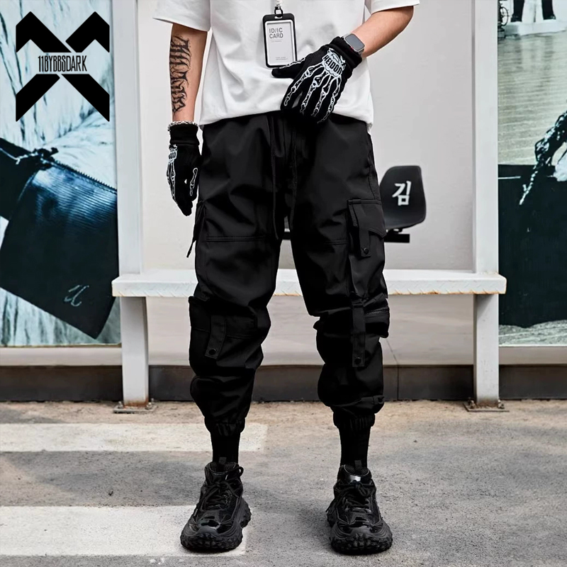 Techwear Pants Tactical - กางเกงคาร์โก้เทคแวร์ผู้ชาย 2026 กางเกงจ็อกเกอร์แบบยุทธวิธี กางเกงสตรีทแวร์หลายกระเป๋า กางเกงฮาเร็มสีดำ เอวยางยืด