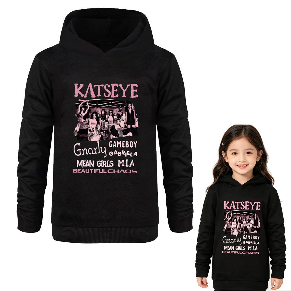 Graphic Hoodie Streetwear - เสื้อฮู้ดเด็ก KATSEYE สำหรับเด็กหญิงและเด็กชาย เสื้อสเวตเชิ้ตพิมพ์ลายกราฟิกแฟชั่นสวยงามสไตล์ Chaos แขนยาว