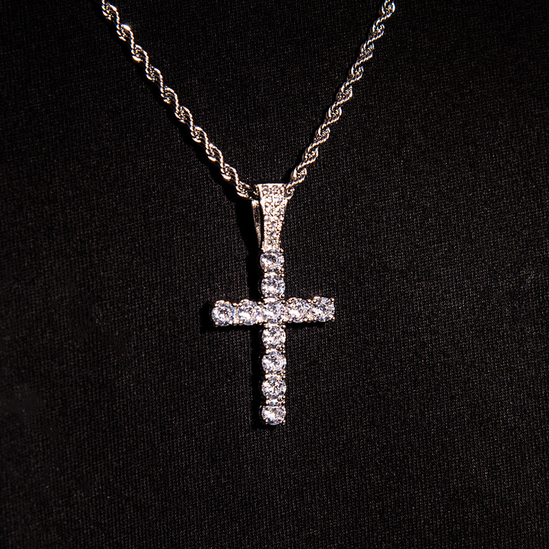 Fashion Street Singapore - หรูหราประณีต 925 เงินสเตอร์ลิงZircon Crossสร้อยคอจี้สําหรับManแฟชั่นเครื่องประดับHiphop Street Danceอุปกรณ์เสริม