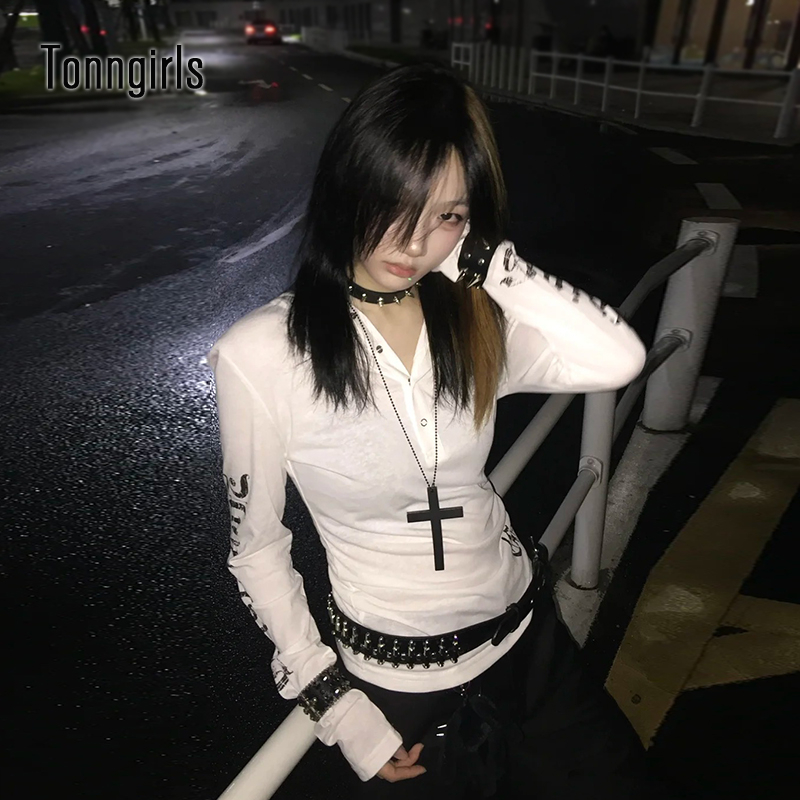 Graphic Hoodie Streetwear - Tonngirls Y2k Vintage Tเสื้อผู้หญิงดูผ่านHoody Crop Tops