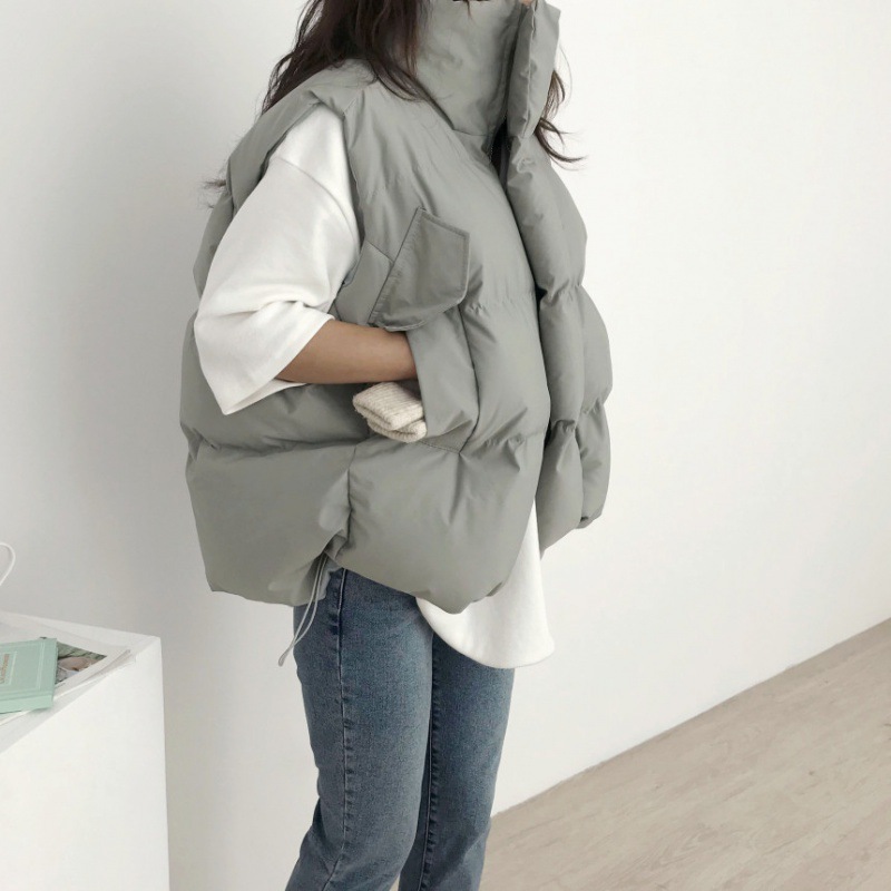 Puffer Vest Padded - เสื้อแจ็คเก็ตผ้าฝ้ายบุสำหรับผู้หญิง ฤดูหนาว 2025 รุ่นใหม่ เสื้อกั๊กพัฟเฟอร์ผ้าฝ้ายทรงหลวม เสื้อแจ็คเก็ตผ้าฝ้ายบุทรงเข้ารูป