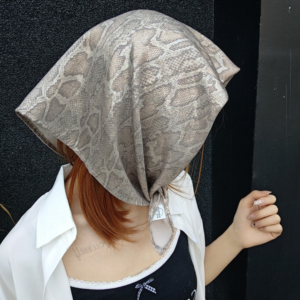 Street Fashion Baggy - ผ้าโพกศีรษะลายงู Y2K ผ้าพันผมลายงู ผ้าคาดผมฮิปฮอป ผ้าโพกหัวลายงู ผ้าพันคอสี่เหลี่ยมลายงู