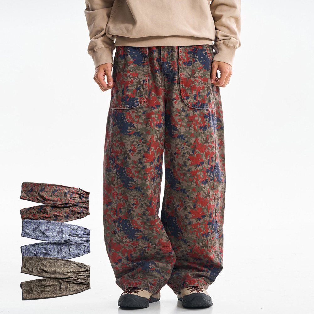 Cargo Pant Wide - กางเกงคาร์โก้ผ้าฝ้ายพิมพ์ลายคุณภาพสูง แฟชั่นสตรีทแวร์ฮิปฮอปทรงหลวมสบายๆ ขากว้างทรงแบ็กกี้ สำหรับผู้ชายและผู้หญิง