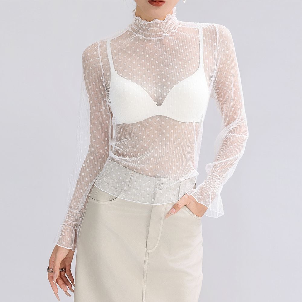 เสื้อยืดแฟชั่นคอสูงผ้าตาข่าย แ - Mesh Top Layering บทวิจารณ์และราคา