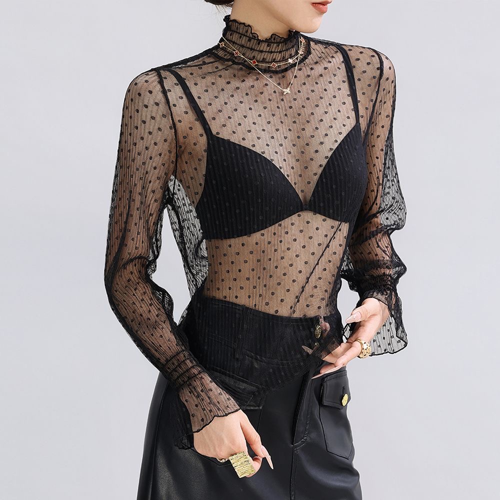 เสื้อยืดแฟชั่นคอสูงผ้าตาข่าย แ - Mesh Top Layering บทวิจารณ์และราคา