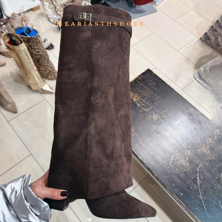 รองเท้าบูทส้นหนาทรงสูงถึงเข่า  - Street Fashion Winter บทวิจารณ์และราคา