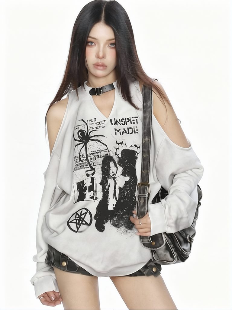 เสื้อฮู้ดดี้โอเวอร์ไซส์แบบเปิด - Graphic Hoodie Streetwear บทวิจารณ์และราคา