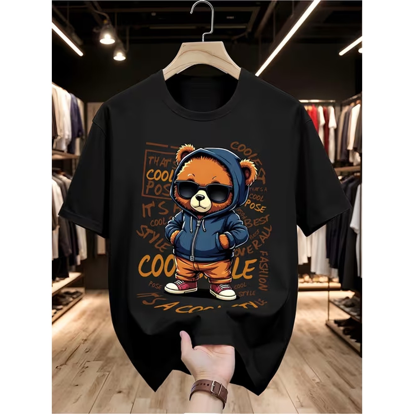 เสื้อยืดคอกลมลายการ์ตูนหมี สไต - Graphic Hoodie Streetwear บทวิจารณ์และราคา