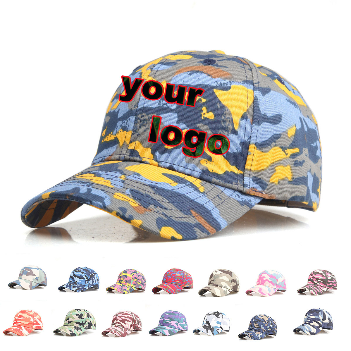 โลโก้ที่กําหนดเอง Camouflage เ - Baseball Cap Fitted บทวิจารณ์และราคา