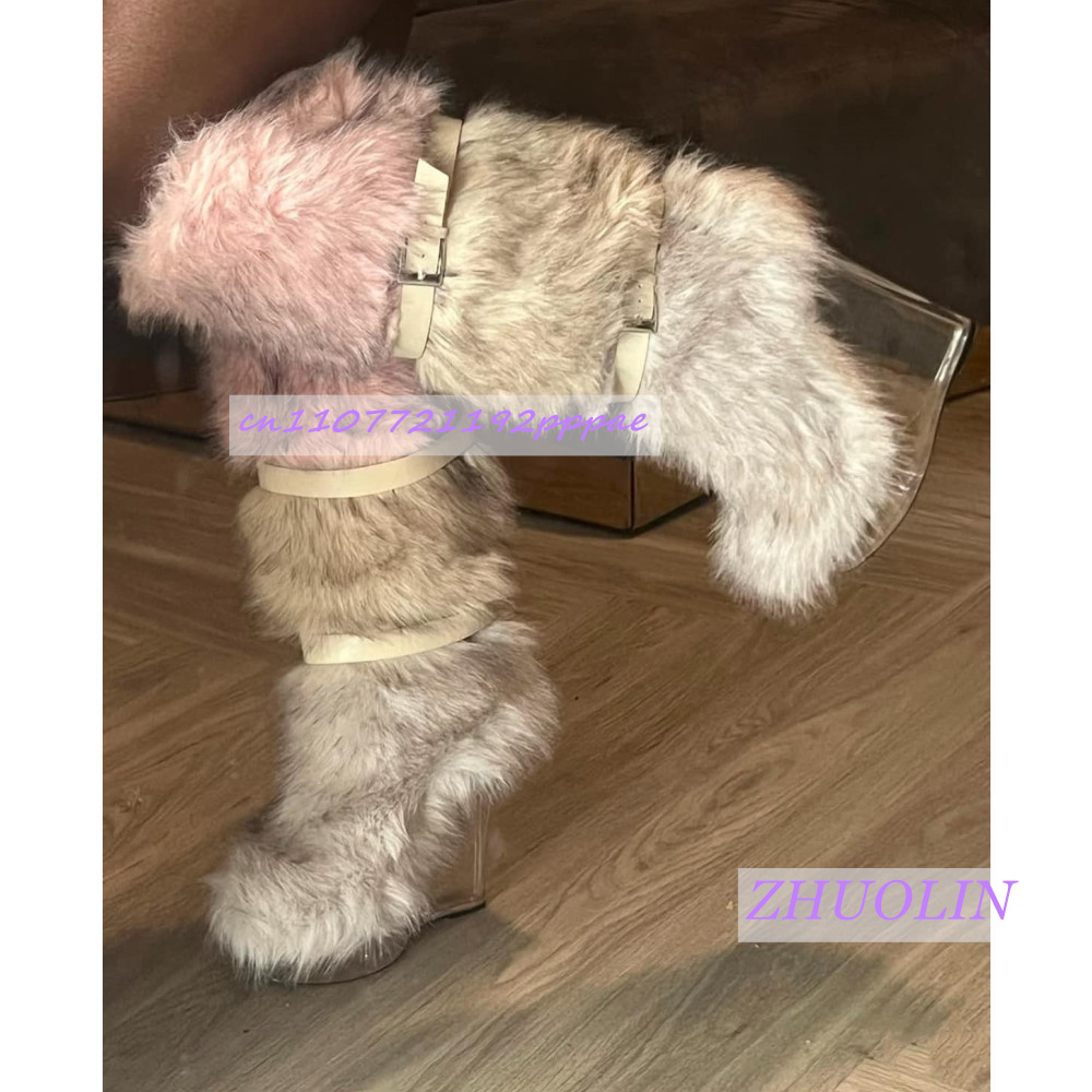 รองเท้าบูทส้นเตารีดแบบโปร่งใสแ - Street Fashion Winter บทวิจารณ์และราคา