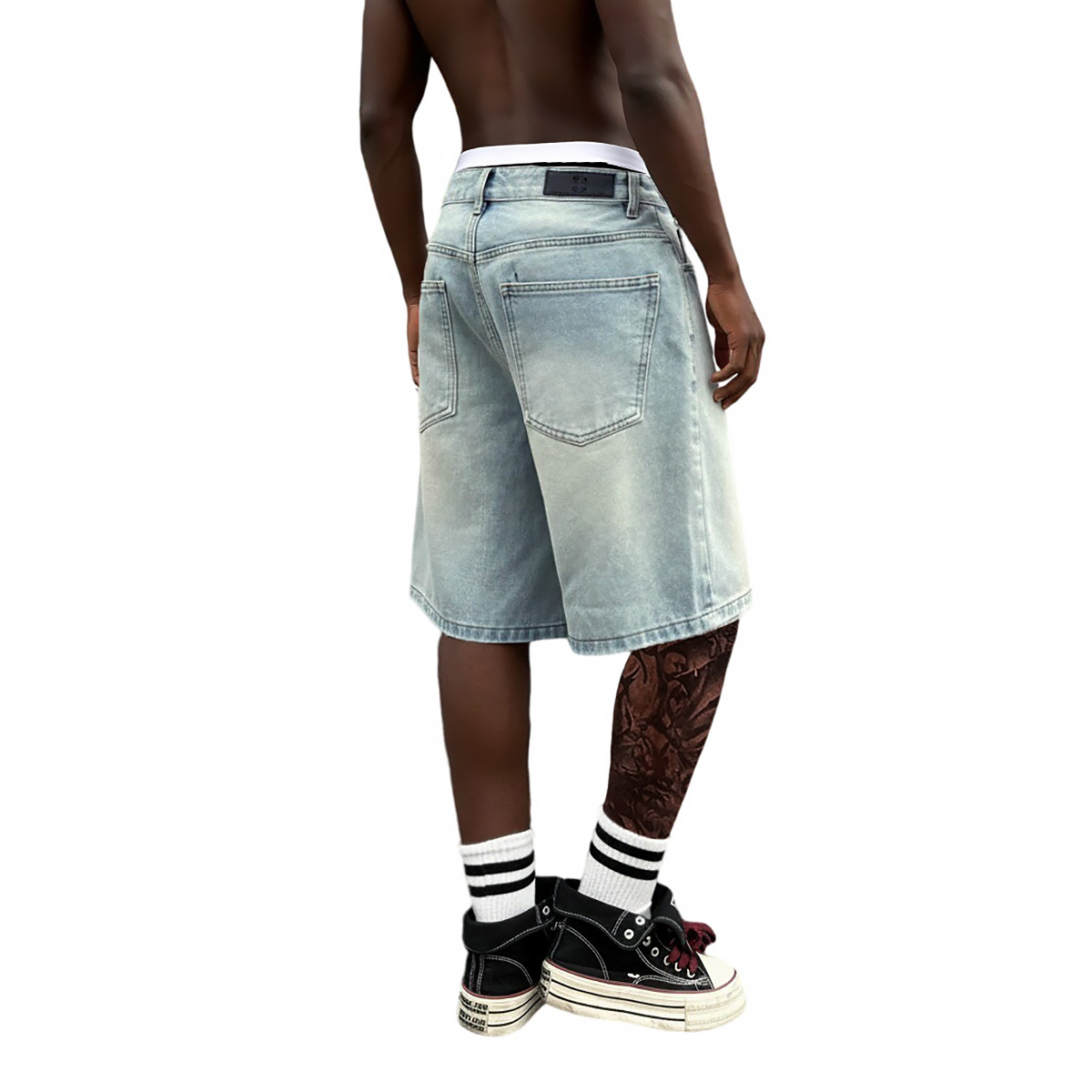 กางเกงยีนส์ขาสั้นทรงหลวมแบบมีห - Street Fashion Baggy บทวิจารณ์และราคา