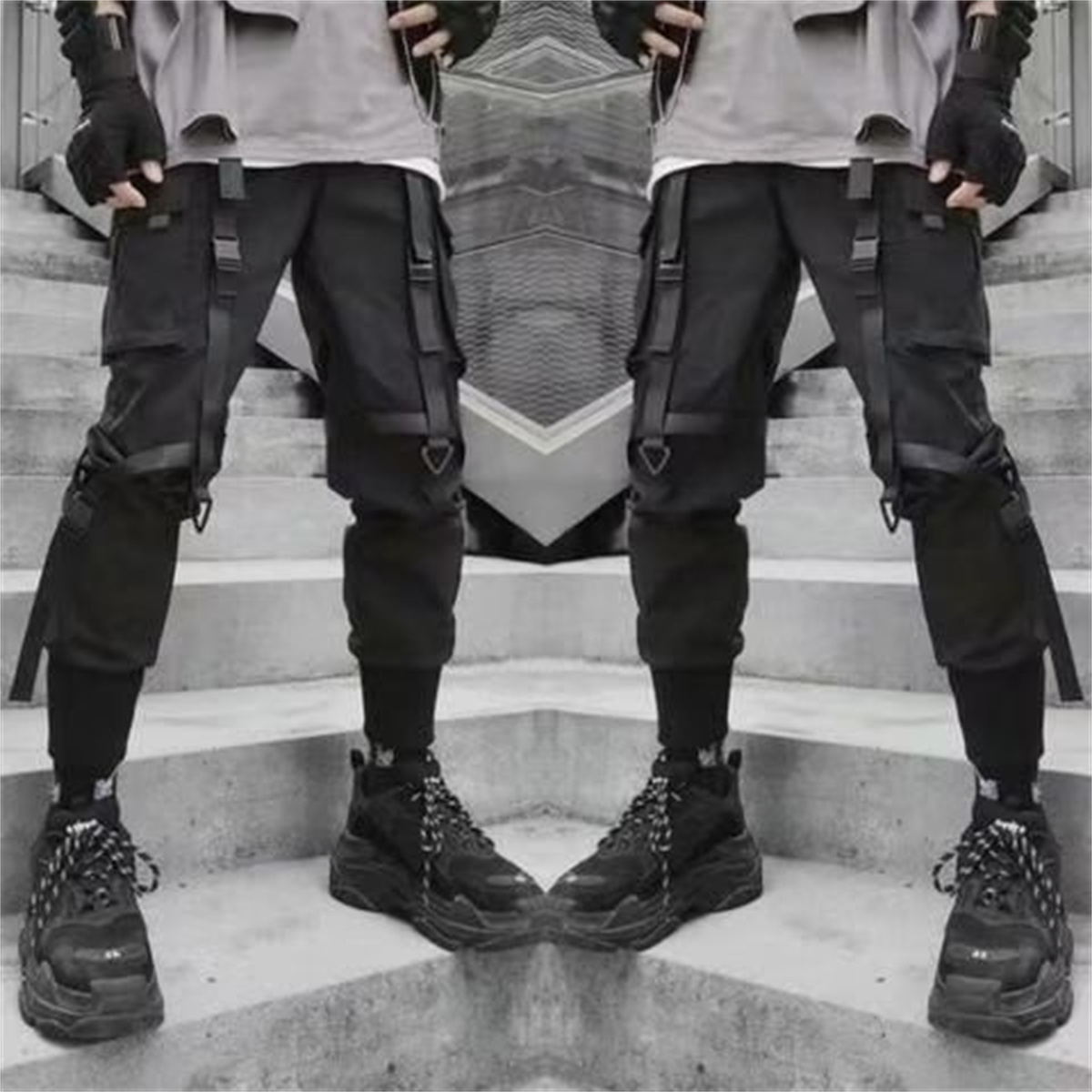 กางเกงคาร์โก้แฟชั่นฮาราจูกุสำห - Techwear Pants Tactical บทวิจารณ์และราคา