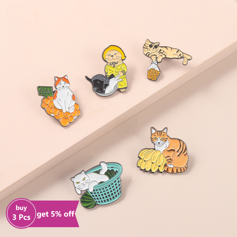 ตลก Stall แมว Enamel Pins ที่ก - Street Fashion Vendors บทวิจารณ์และราคา