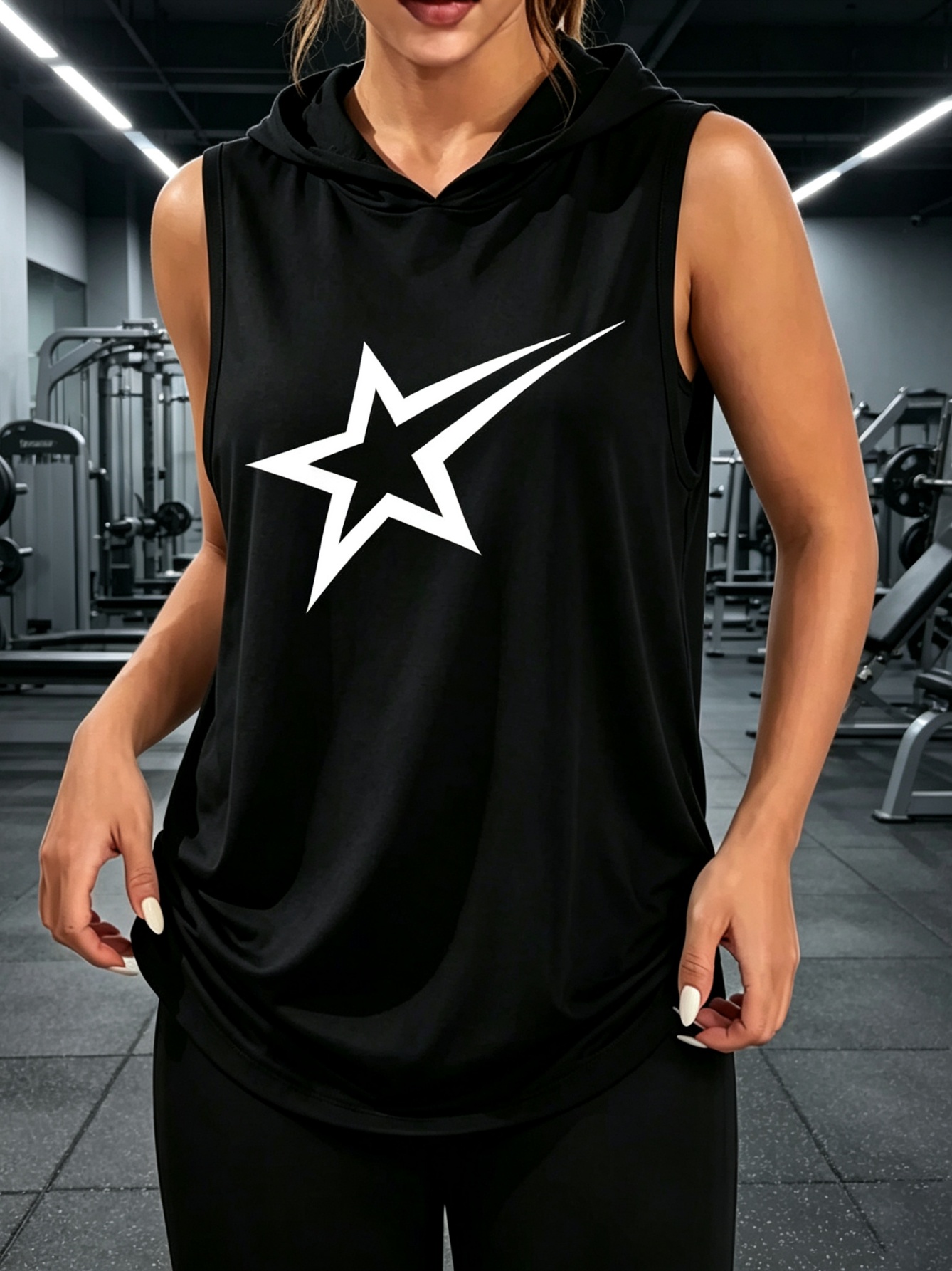 เสื้อกล้ามมีฮู้ดแบบไม่มีแขนสำห - Graphic Hoodie Streetwear บทวิจารณ์และราคา