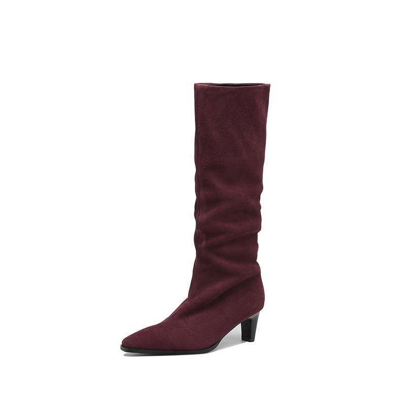 รองเท้าบูทหนังวัวแท้ทรงสูงถึงเ - Street Fashion Winter บทวิจารณ์และราคา