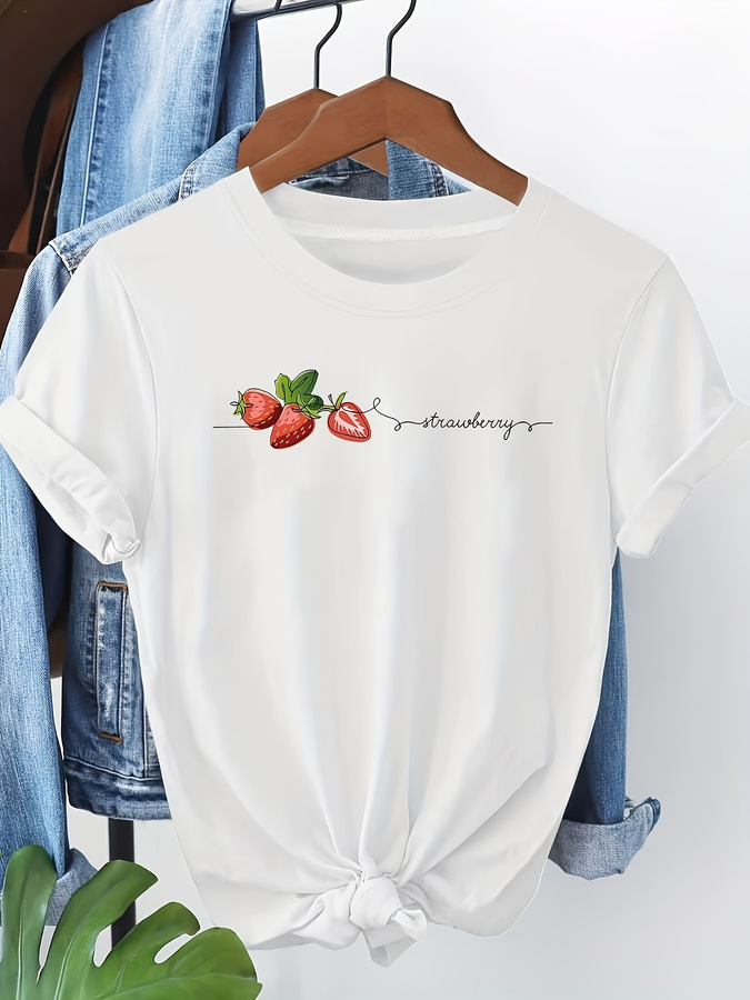 เสื้อยืดแขนสั้นพิมพ์ลายสตรอเบอ - Street Fashion Trends 2025 บทวิจารณ์และราคา