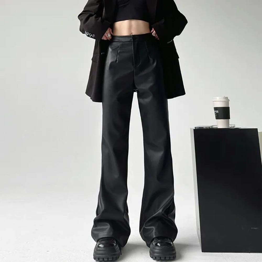 กางเกงหนัง PU สีพื้นสำหรับผู้ช - Street Fashion Trends 2025 บทวิจารณ์และราคา