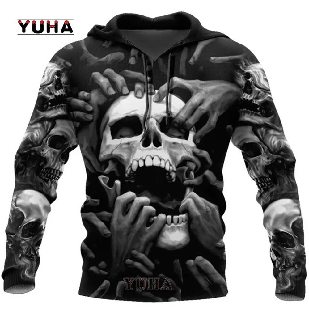 เสื้อฮู้ดลายกราฟิกกะโหลกพิมพ์  - Graphic Hoodie Streetwear บทวิจารณ์และราคา