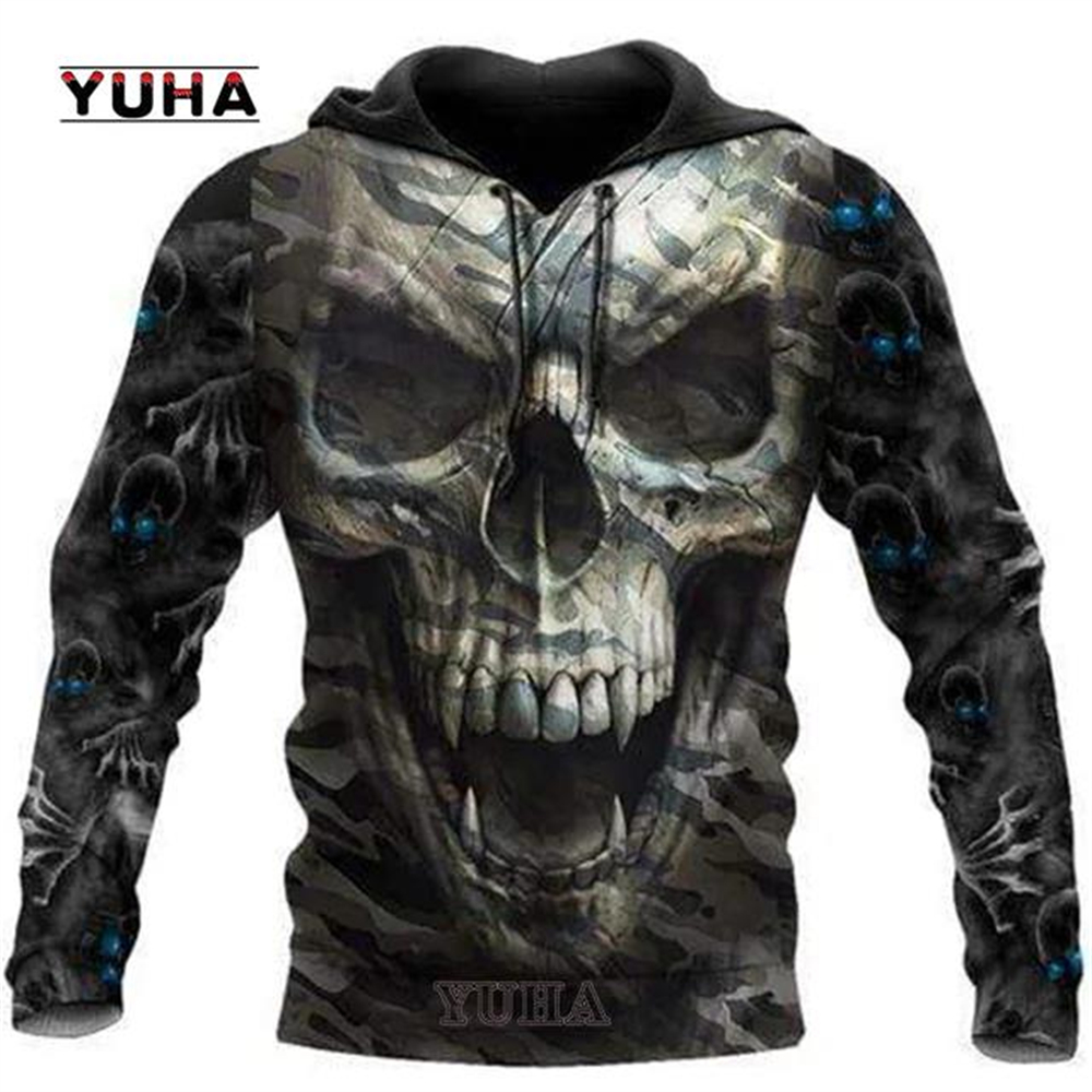 เสื้อฮู้ดลายกราฟิกกะโหลกพิมพ์  - Graphic Hoodie Streetwear บทวิจารณ์และราคา