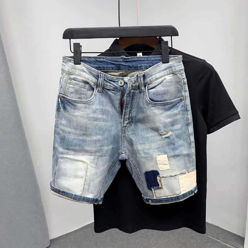 ตรงกางเกงยีนส์ชายกางเกงขาสั้น  - Street Fashion Baggy บทวิจารณ์และราคา
