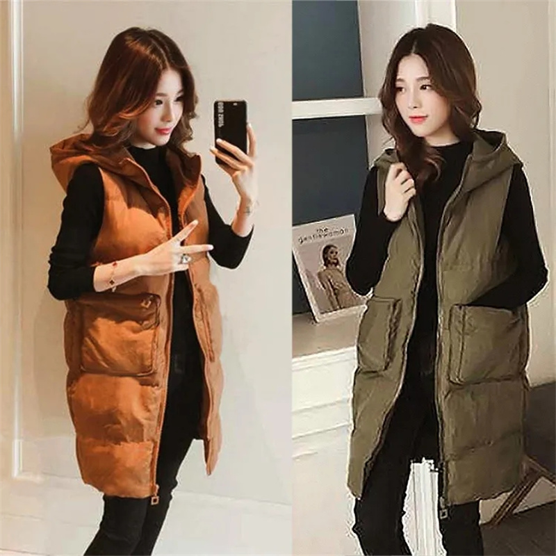 เสื้อกั๊กพัฟเฟอร์แบบมีฮู้ดสำหร - Puffer Vest Padded บทวิจารณ์และราคา