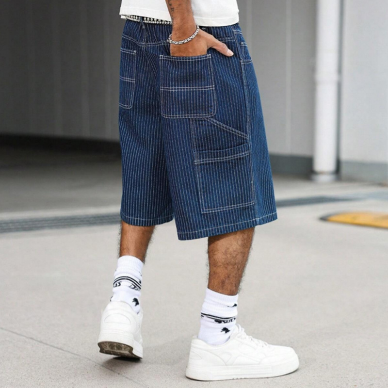 กางเกงยีนส์ขาสั้นทรงหลวมลายฮิค - Street Fashion Baggy บทวิจารณ์และราคา