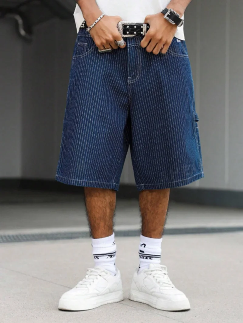 กางเกงยีนส์ขาสั้นทรงหลวมลายฮิค - Street Fashion Baggy บทวิจารณ์และราคา