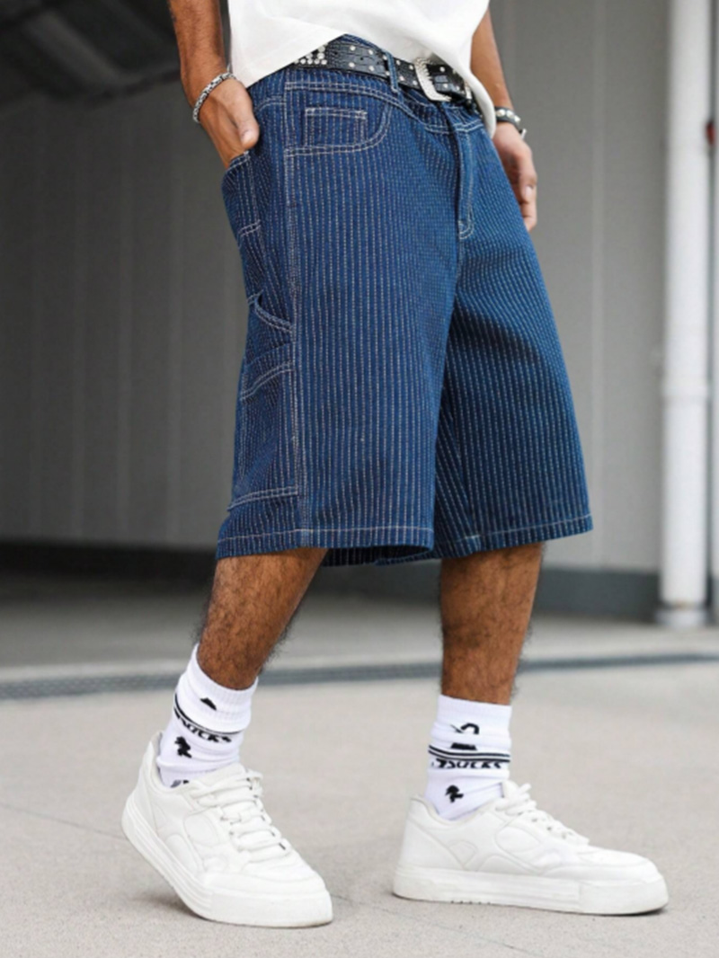 กางเกงยีนส์ขาสั้นทรงหลวมลายฮิค - Street Fashion Baggy บทวิจารณ์และราคา