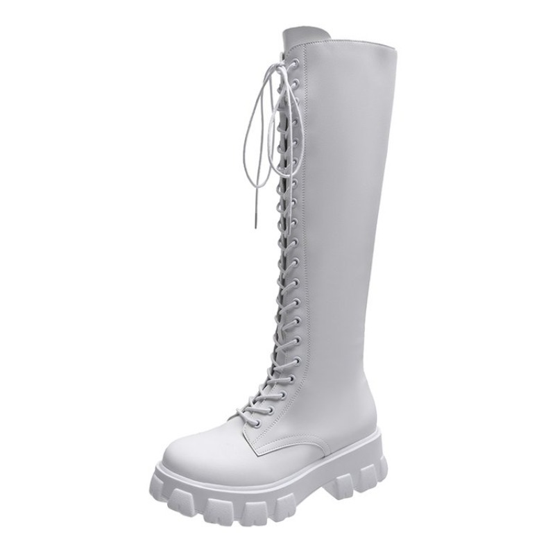 รองเท้าบูทผู้หญิงแบบผูกเชือก ค - Street Fashion Winter บทวิจารณ์และราคา